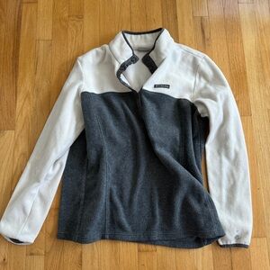 Columbia White and Grey Snap Fleece Pullover XL
